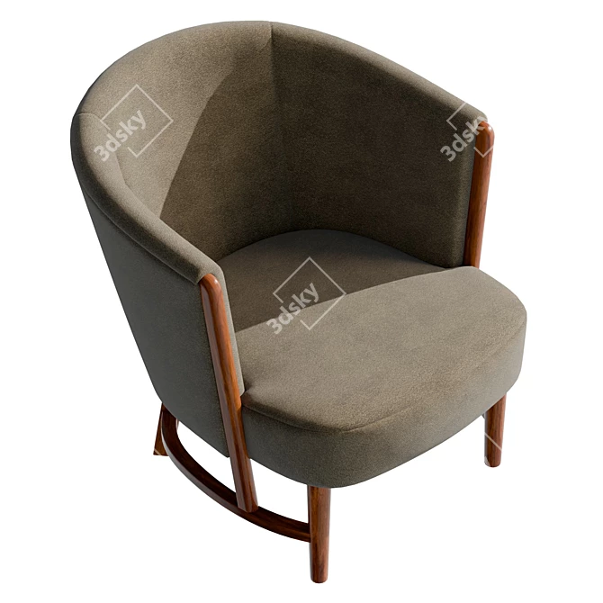 Modern Velvet Armchair, Large Size 3D model image 5