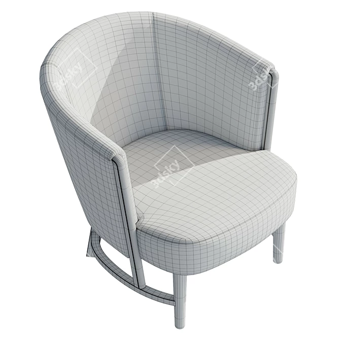 Modern Velvet Armchair, Large Size 3D model image 6