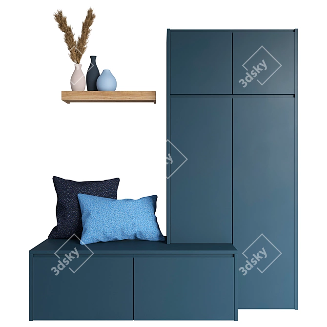 Graphic Shoe Cabinet in Gray 3D model image 1