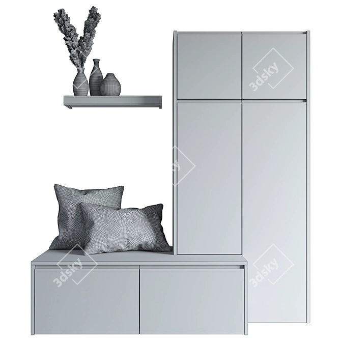 Graphic Shoe Cabinet in Gray 3D model image 3