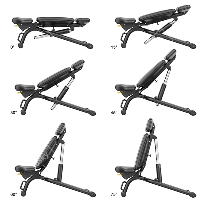 Adjustable Technogym Bench (Eng) 3D model image 2