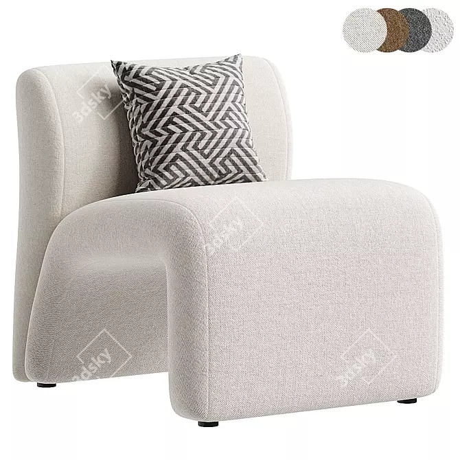 Stylish Olena Armchair Model 3Ds 3D model image 1