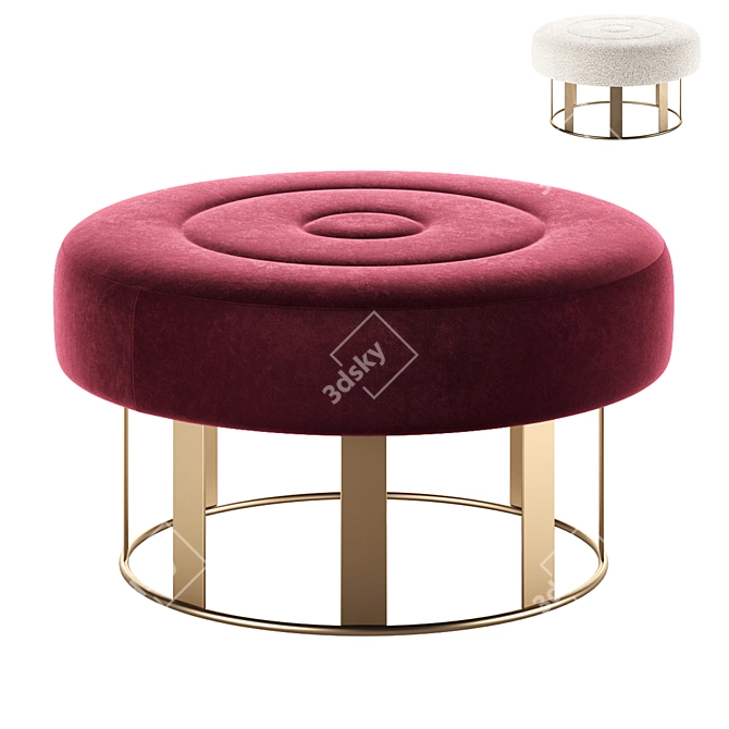 Large White Round Ottomans Set 3D model image 4