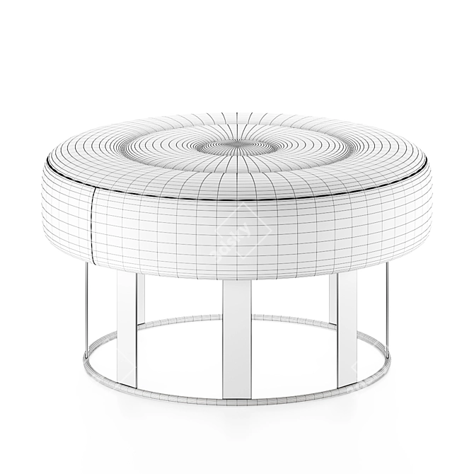 Large White Round Ottomans Set 3D model image 6