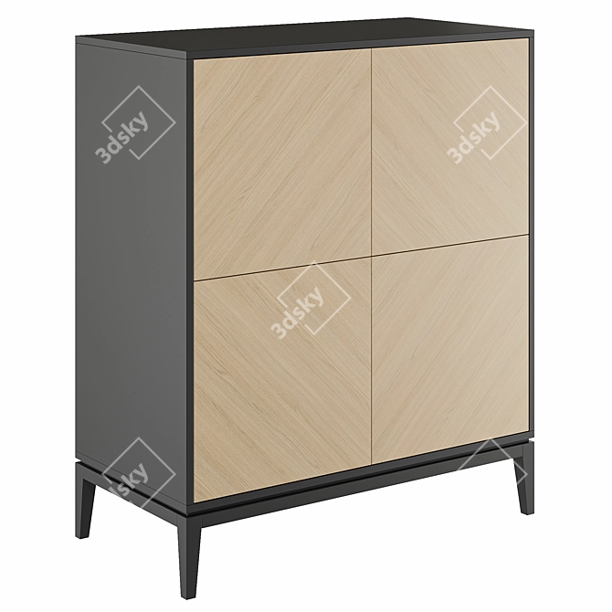 Fjord 4-Door Oak Wardrobe 3D model image 1