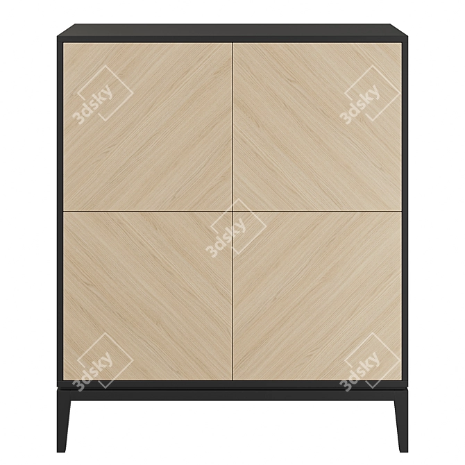 Fjord 4-Door Oak Wardrobe 3D model image 2