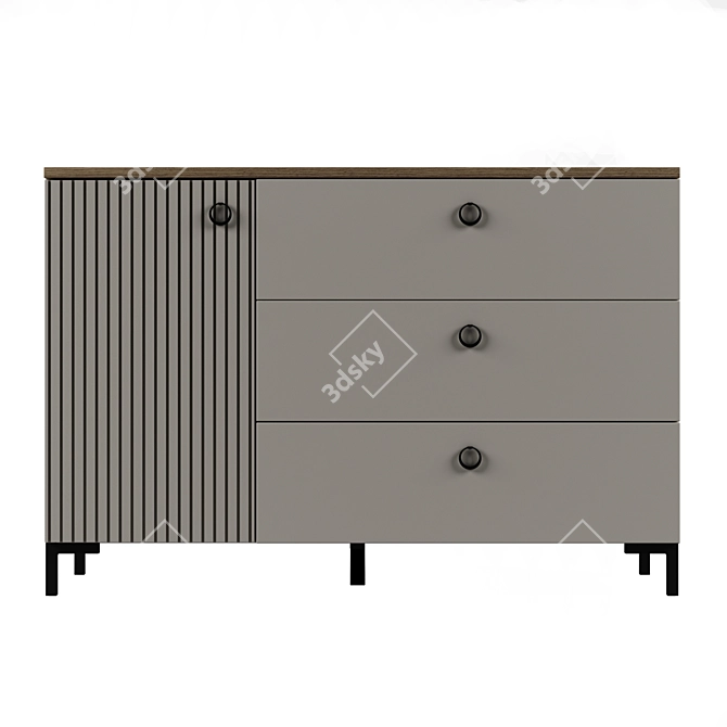 Zima One-Door Chest with Drawers 3D model image 1