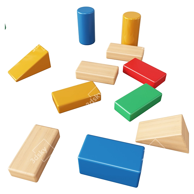 Underhålla Wooden Building Blocks Set 3D model image 3