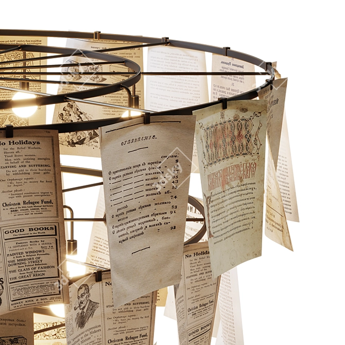 Custom Metal and Paper Chandelier 3D model image 2