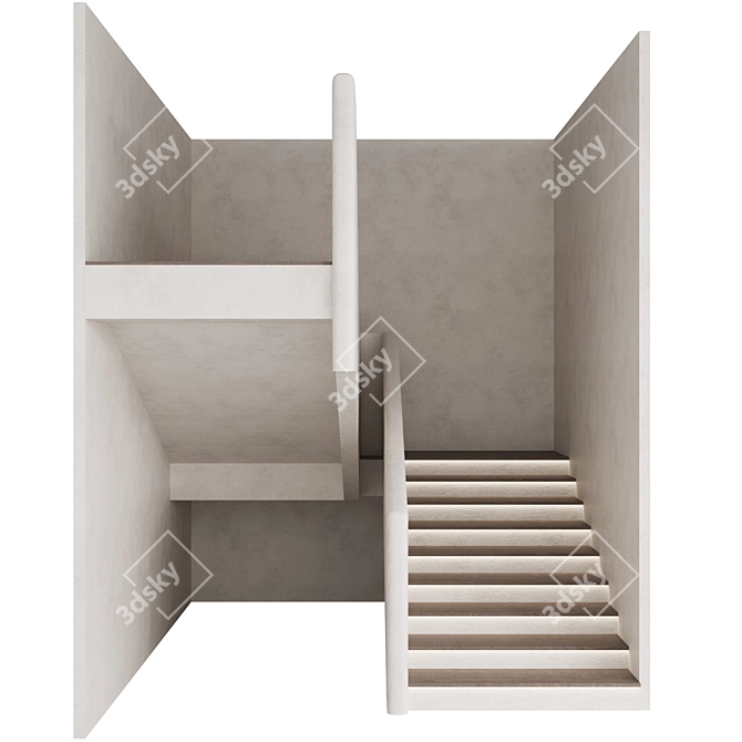 Modern P-Shape Decorative Wood Staircase 3D model image 2