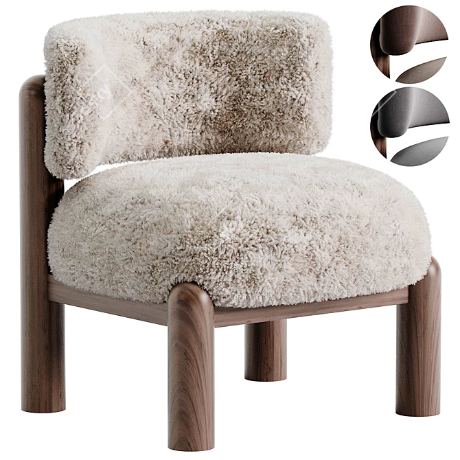 Cozy Shearling Accent Chair 3D model image 1