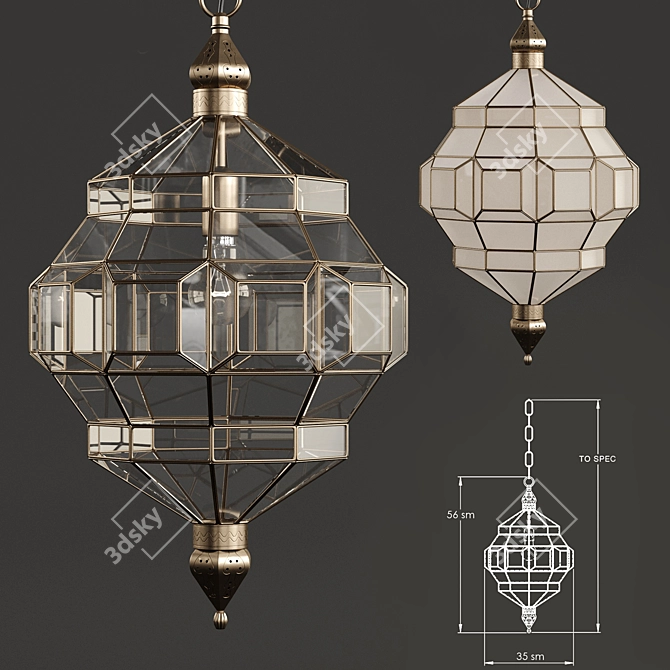 Elegant Alhambra Black Lantern 3D model image 5