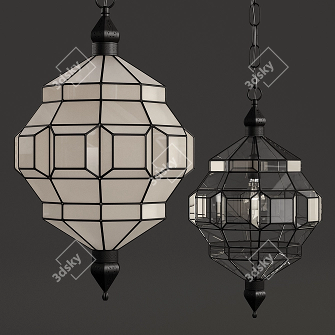 Elegant Alhambra Black Lantern 3D model image 6