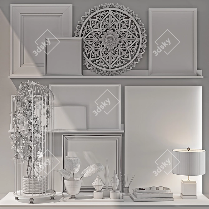 Elegant White Marble Decor Set 3D model image 7