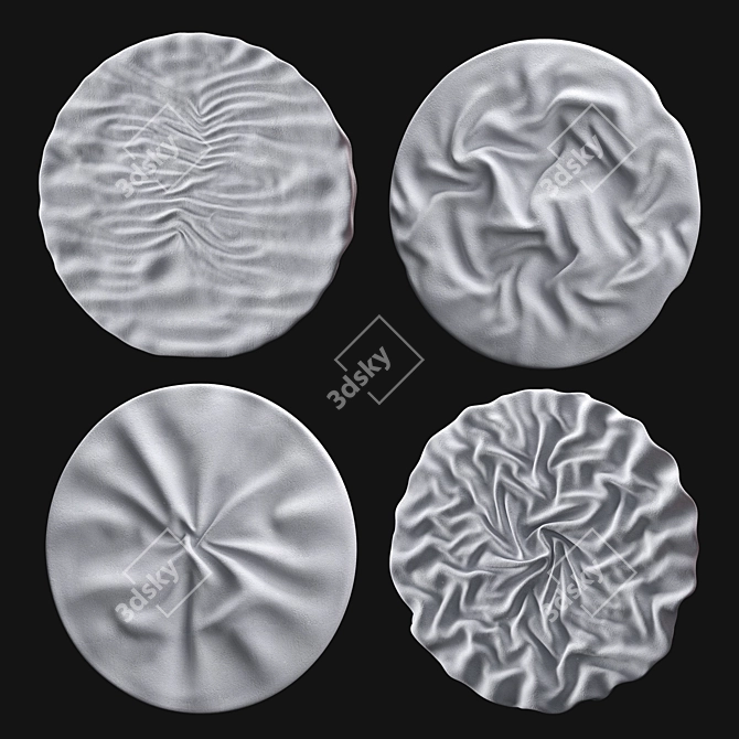 Fabric Fold Relief Sculpture Set 3D model image 1