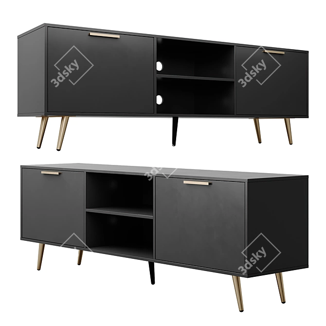 INDIO Black & Gold TV Cabinet 3D model image 2