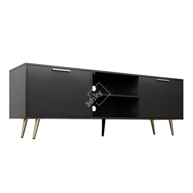 INDIO Black & Gold TV Cabinet 3D model image 6