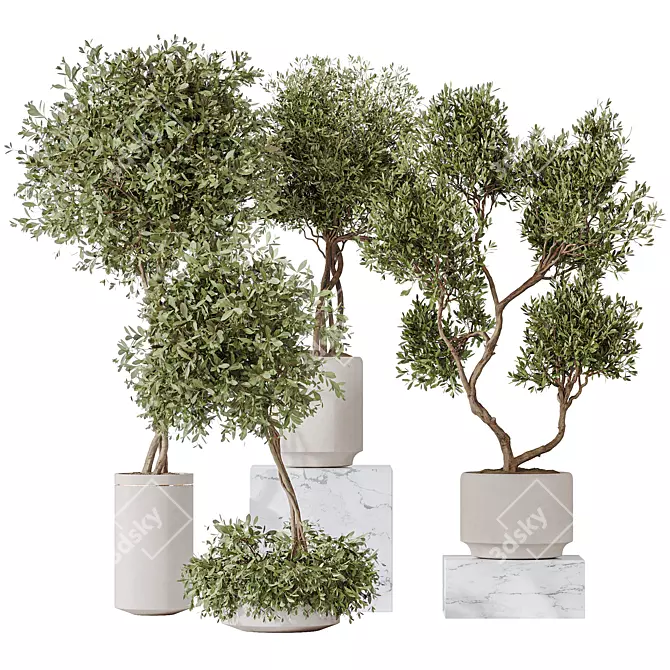 Majestic Olive Faux Tree Mediterranean 3D model image 1