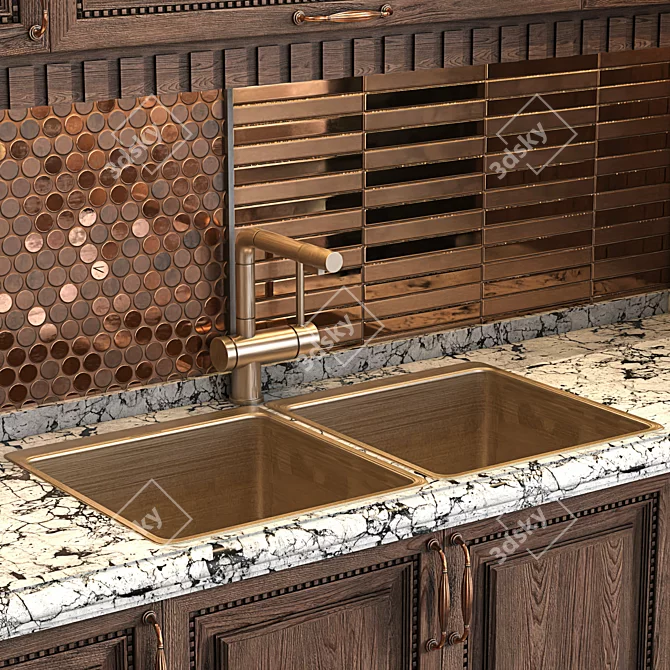 Luxury Wooden Kitchen Set 3D model image 2