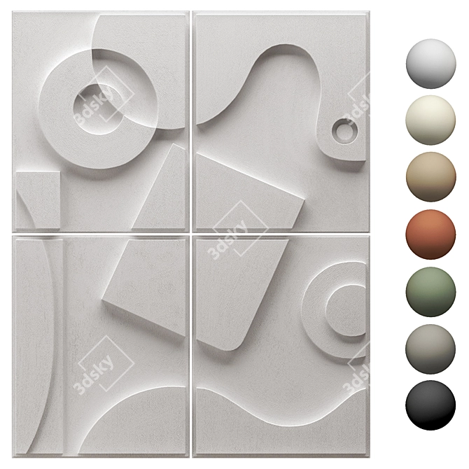  3D Relief Wall Panel Set 3D model image 1