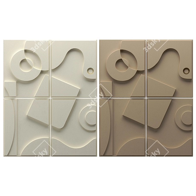  3D Relief Wall Panel Set 3D model image 3