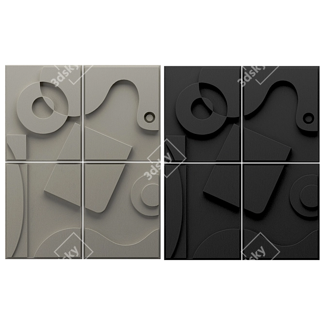  3D Relief Wall Panel Set 3D model image 5