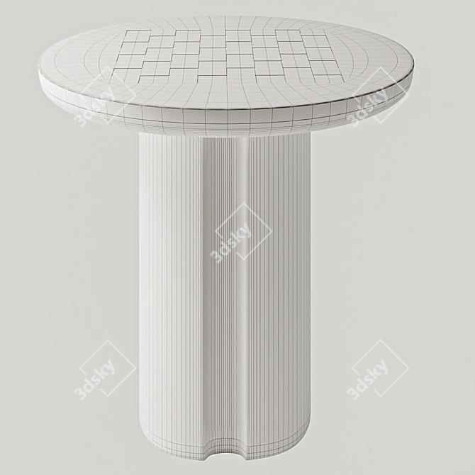 Travertine Brass Inlay Game Table 3D model image 4