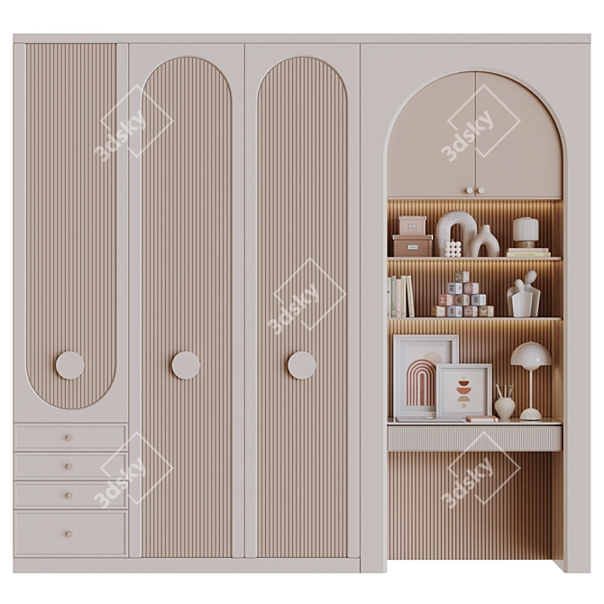 Modern Wardrobe 3D Model with High Detail 3D model image 1