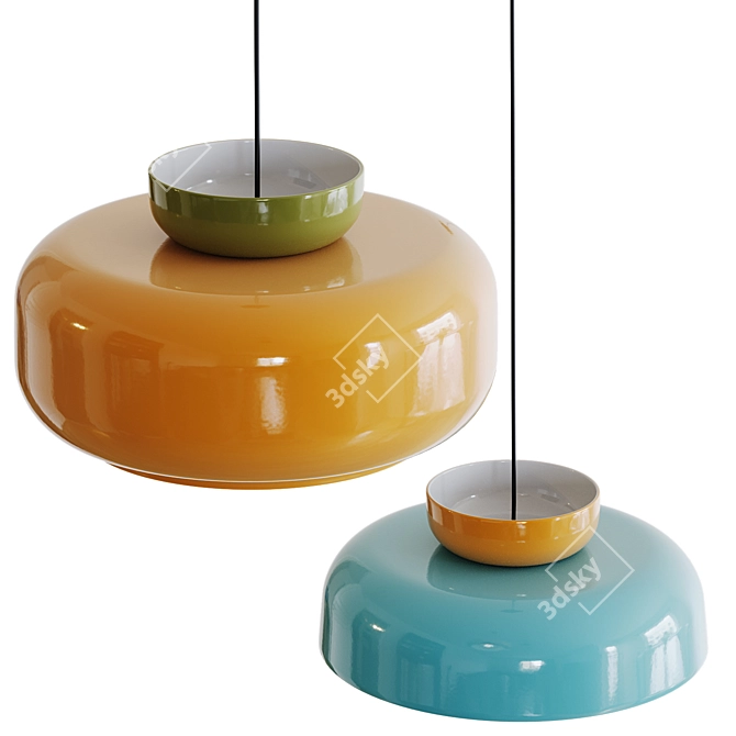 Maracana Ceramic Glass Pendant Light 3D model image 2