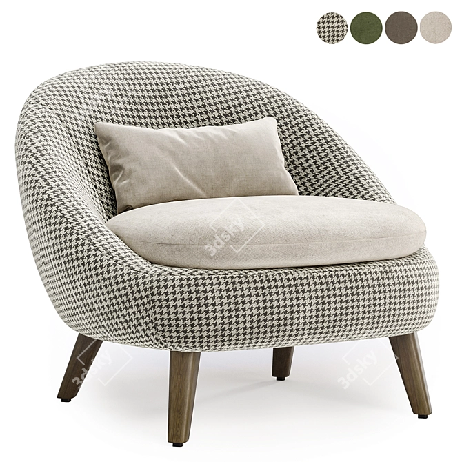 Plush Chair in 4 Colors 3D model image 3