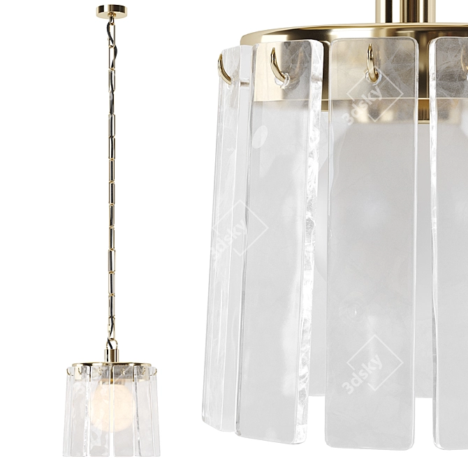 Frosted Glass Crystal Pendant Light 3D model image 3