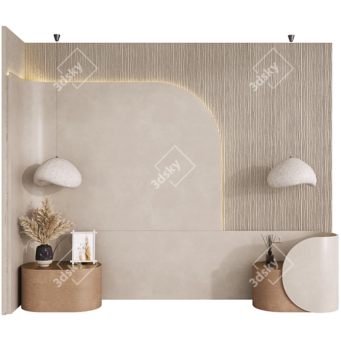 Modern Headboard Set with Lighting 3D model image 1