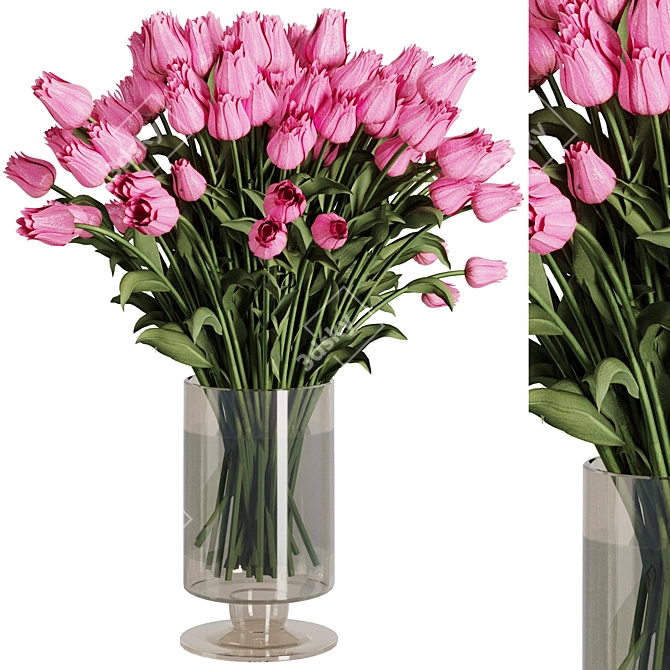 Elegant Tulip Bouquet Arrangement 3D model image 1