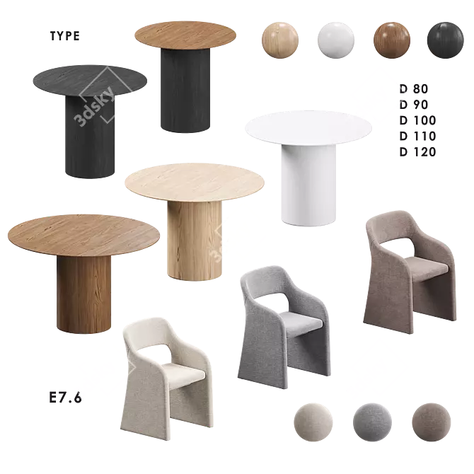 Ellipse Type Dining Set 3D model image 5