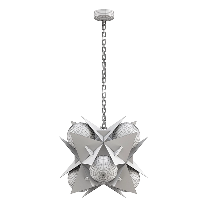 Opal Glass Art Deco Chandelier 3D model image 3