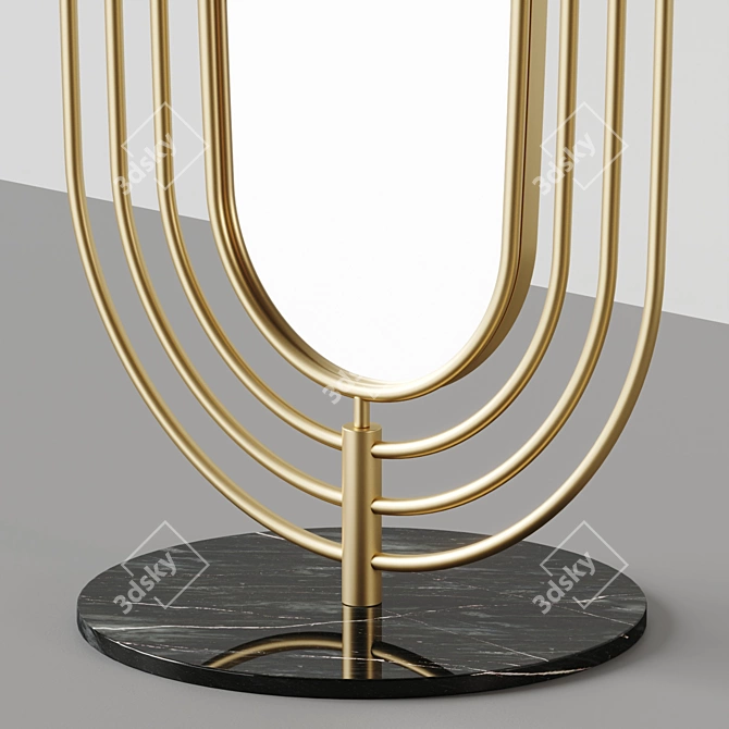 Elegance Marble Gold Floor Mirror 3D model image 2