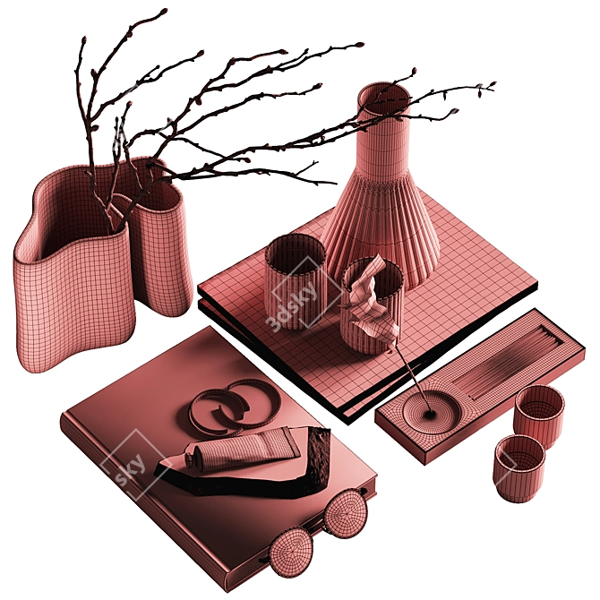 Decorative Coffee Table Set 3D model image 6