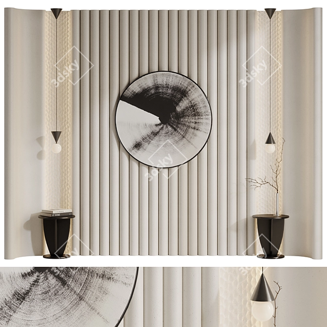 Monochrome Composition Wall Panel 3D model image 1