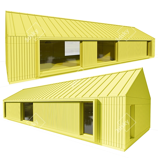 Mini Home Model with Doors 3D model image 3