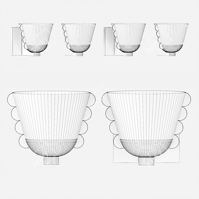 Elegant Glass Brass Calla Sconce 3D model image 3