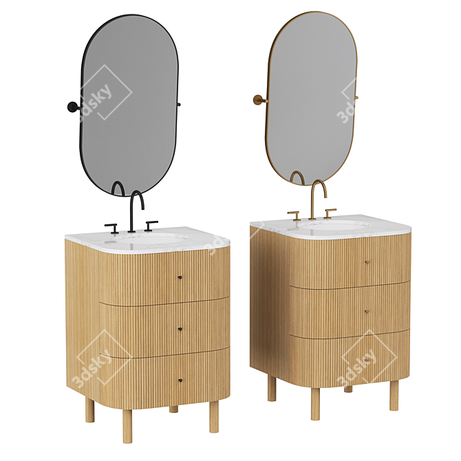 Modern Bathroom Vanity Set with Marble Countertop 3D model image 1