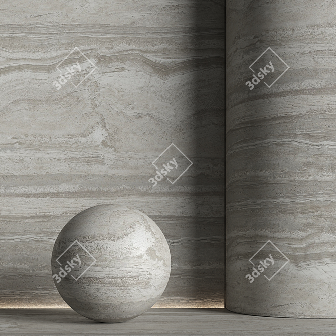 Travertine Stone Material 3D Texture 3D model image 1