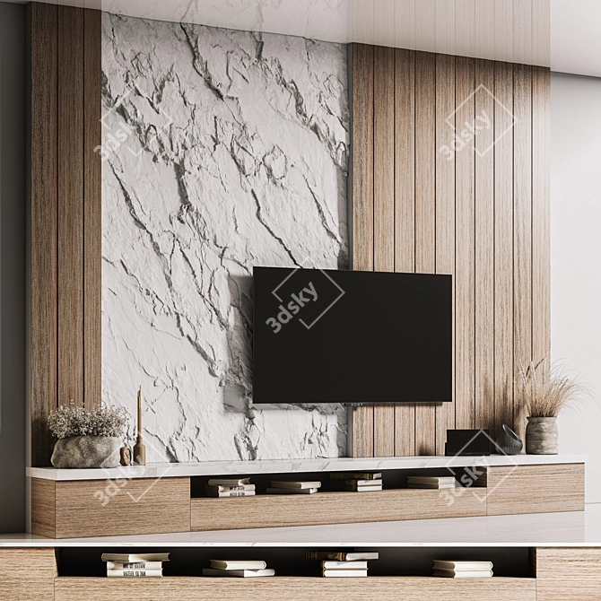  Modern TV Wall Unit Design 3D model image 2