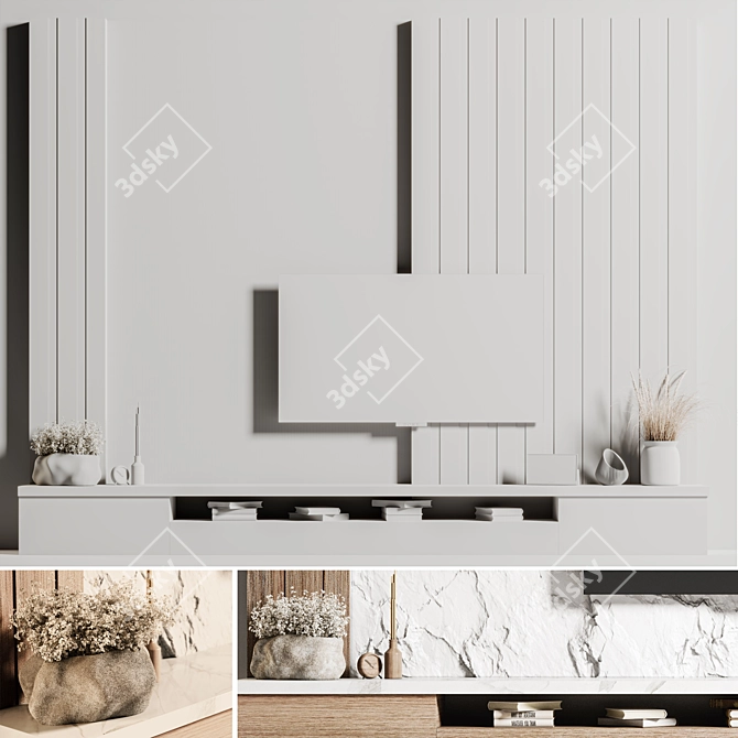  Modern TV Wall Unit Design 3D model image 5