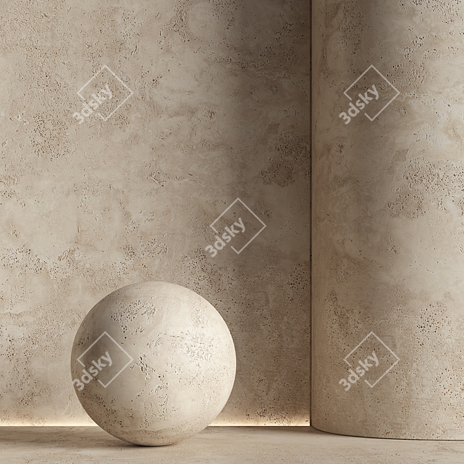 Travertine Stone Texture Set. 3D model image 1