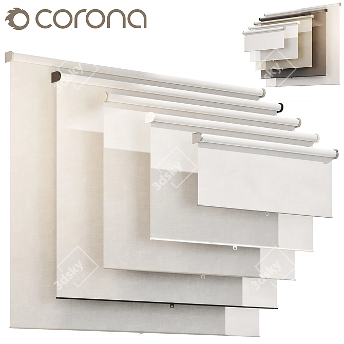 Modern Grey Roller Blind Kit 3D model image 2