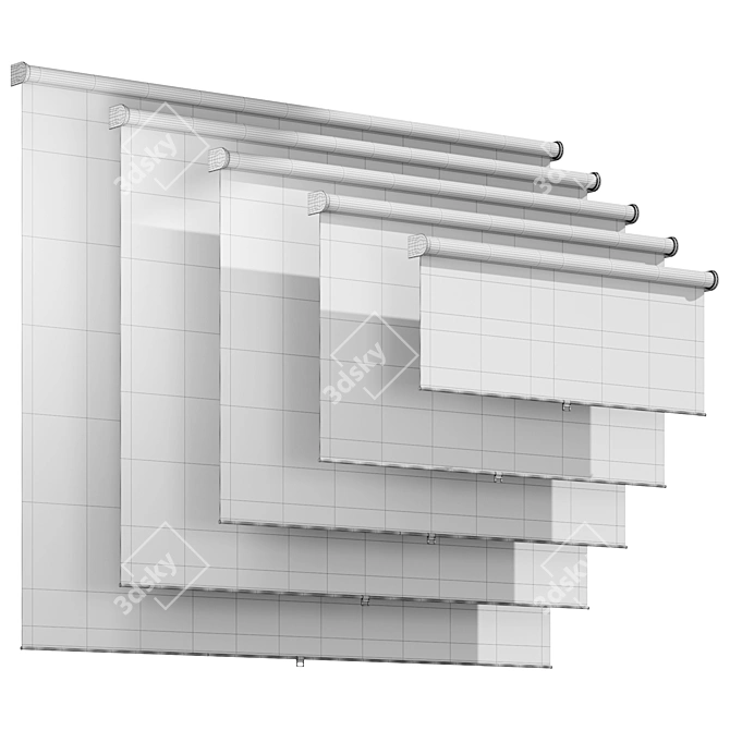 Modern Grey Roller Blind Kit 3D model image 6