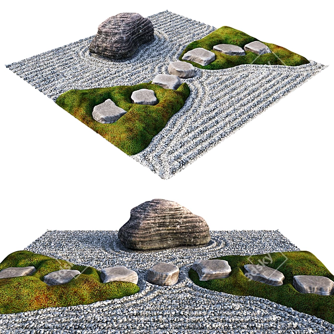 Japanese Zen Garden Rock 05 3D model image 1