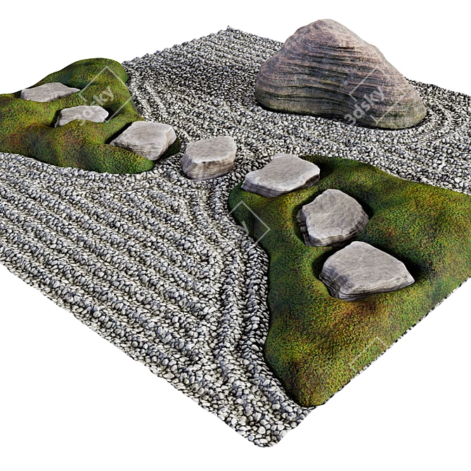 Japanese Zen Garden Rock 05 3D model image 6