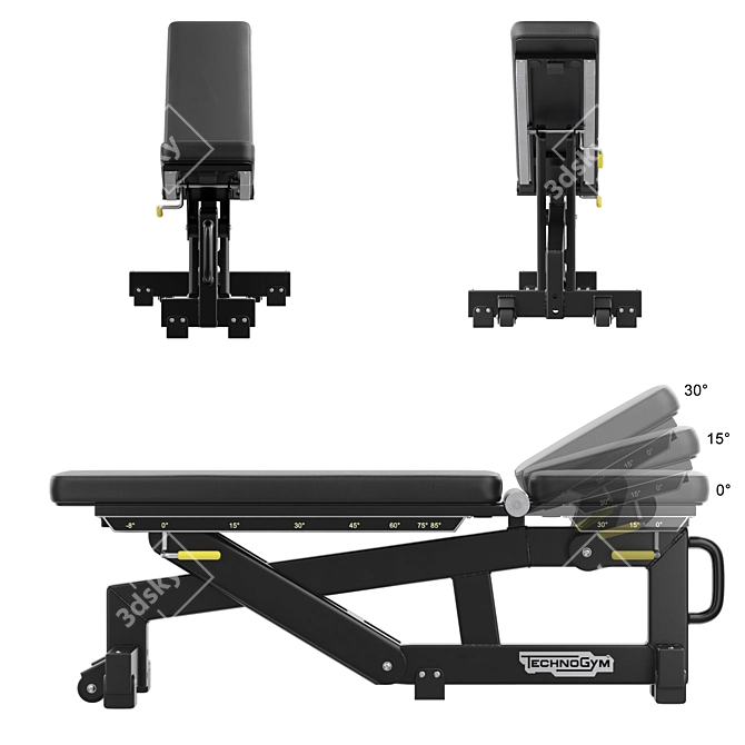 Technogym Adjustable Weight Bench Pure 3D model image 3